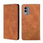 For Nokia X30 5G Skin Feel Magnetic Horizontal Flip Leather Phone Case(Light Brown)