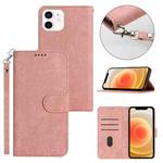 For iPhone 11 Dual-Fold Stripe Texture Buckle Leather Phone Case(Pink)