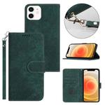 For iPhone 11 Dual-Fold Stripe Texture Buckle Leather Phone Case(Green)