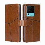 For vivo iQOO Neo7 Geometric Stitching Horizontal Flip Leather Phone Case(Light Brown)