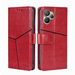 For Realme 9i 5G Global/10 5G Geometric Stitching Horizontal Flip Leather Phone Case(Red)