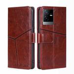 For vivo T2x 5G/Y73t/iQOO Z6x Geometric Stitching Horizontal Flip Leather Phone Case(Dark Brown)