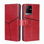 For vivo T2x 5G/Y73t/iQOO Z6x Geometric Stitching Horizontal Flip Leather Phone Case(Red)