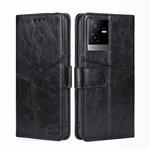 For vivo T2x 5G/Y73t/iQOO Z6x Geometric Stitching Horizontal Flip Leather Phone Case(Black)