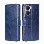 For Honor Play 40 Plus Geometric Stitching Horizontal Flip Leather Phone Case(Blue)