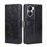 For Honor Play 40 Plus Geometric Stitching Horizontal Flip Leather Phone Case(Black)