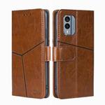 For Nokia X30 5G Geometric Stitching Horizontal Flip Leather Phone Case(Light Brown)