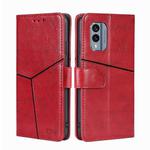 For Nokia X30 5G Geometric Stitching Horizontal Flip Leather Phone Case(Red)