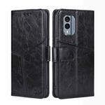 For Nokia X30 5G Geometric Stitching Horizontal Flip Leather Phone Case(Black)