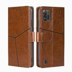 For ZTE Blade A52 Lite Geometric Stitching Horizontal Flip Leather Phone Case(Light Brown)