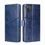 For ZTE Blade A52 Lite Geometric Stitching Horizontal Flip Leather Phone Case(Blue)