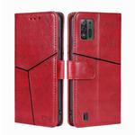 For ZTE Blade A52 Lite Geometric Stitching Horizontal Flip Leather Phone Case(Red)