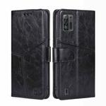 For ZTE Blade A52 Lite Geometric Stitching Horizontal Flip Leather Phone Case(Black)