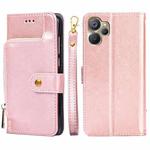 For Realme 9i 5G Global/10 5G Zipper Bag Leather Phone Case(Rose Gold)