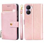 For Honor Play 40 Plus Zipper Bag Leather Phone Case(Rose Gold)