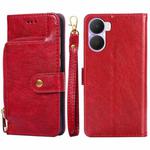 For Honor Play 40 Plus Zipper Bag Leather Phone Case(Red)