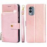 For Nokia X30 5G Zipper Bag Leather Phone Case(Rose Gold)