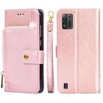 For ZTE Blade A52 Lite Zipper Bag Leather Phone Case(Rose Gold)