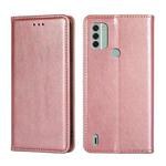 For Nokia C31 Gloss Oil Solid Color Magnetic Leather Phone Case(Rose Gold)