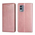 For Nokia X30 5G Gloss Oil Solid Color Magnetic Leather Phone Case(Rose Gold)