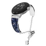 For Google Pixel Watch 20mm Diamond Chain Adjustable Watch Band(Silver+Blue)