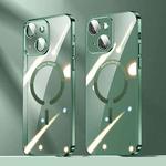 For iPhone 14 Lens Protector MagSafe Electroplated PC Phone Case(Dark Green)