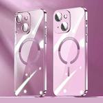 For iPhone 14 Plus Lens Protector MagSafe Electroplated PC Phone Case(Pink)