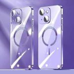 For iPhone 14 Plus Lens Protector MagSafe Electroplated PC Phone Case(Purple)
