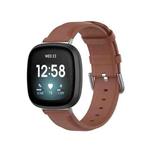For Fitbit Versa 3 / Sense Genuine Leather Watch Band(Brown)