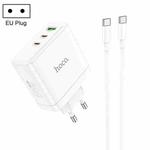 hoco N30 Glory PD 65W USB+ Dual USB-C/Type-C Interface Fast Charge Charger with USB-C/Type-C to USB-C/Type-C Cable, EU Plug(White)