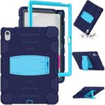 For iPad 10th Gen 10.9 2022 3-Layer Protection Screen Frame + PC + Silicone Tablet Case(Navy Blue+Blue)