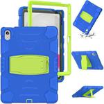 For iPad 10th Gen 10.9 2022 3-Layer Protection Screen Frame + PC + Silicone Tablet Case(Blue+Lime)