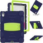 For iPad 10th Gen 10.9 2022 3-Layer Protection Screen Frame + PC + Silicone Tablet Case(Navy Blue+Lime)