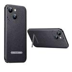 For iPhone 14 Plus SULADA Famous Artisan Series Litchi Leather PC + TPU Phone Case(Black)