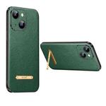 For iPhone 14 Plus SULADA Famous Artisan Series Litchi Leather PC + TPU Phone Case(Dark Green)