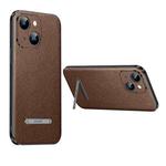 For iPhone 14 Plus SULADA Famous Artisan Series Litchi Leather PC + TPU Phone Case(Brown)