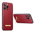 For iPhone 14 Pro SULADA Famous Artisan Series Litchi Leather PC + TPU Phone Case(Red)