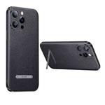 For iPhone 14 Pro Max SULADA Famous Artisan Series Litchi Leather PC + TPU Phone Case(Black)