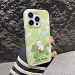 For iPhone 14 Pro IMD Full Pattern TPU Phone Case(Green Rabbit)