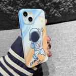 For iPhone 14 Pro Max IMD Full Pattern TPU Phone Case(Orange White Astronaut)