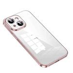 For iPhone 14 SULADA Shine Through Series Plating TPU Transparent Phone Protective Case(Pink)