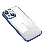 For iPhone 14 SULADA Shine Through Series Plating TPU Transparent Phone Protective Case(Blue)