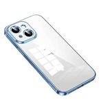 For iPhone 14 SULADA Shine Through Series Plating TPU Transparent Phone Protective Case(Sierra Blue)