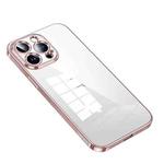 For iPhone 14 Pro SULADA Shine Through Series Plating TPU Transparent Phone Protective Case(Pink)