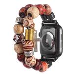 For Apple Watch 5 & 4 40mm / 3 & 2 & 1 38mm DIY Printing Wood Bead Bracelet Watch Band(Not adjustable)