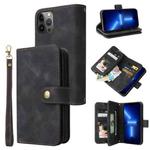 For iPhone 13 Pro Multifunctional Card Slot Zipper Wallet Flip Leather Phone Case(Black)