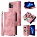 For iPhone 13 Pro Max Multifunctional Card Slot Zipper Wallet Flip Leather Phone Case(Rose Gold)