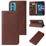 For Motorola Edge 30 Magnetic Closure Leather Phone Case(Brown)