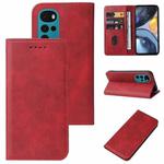 For Motorola Moto G22 Magnetic Closure Leather Phone Case(Red)