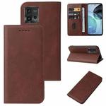 For Motorola Moto G72 Magnetic Closure Leather Phone Case(Brown)